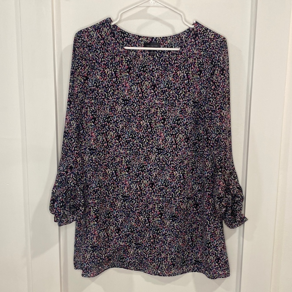 THE LIMITED tunic spotted cross cross front blouse